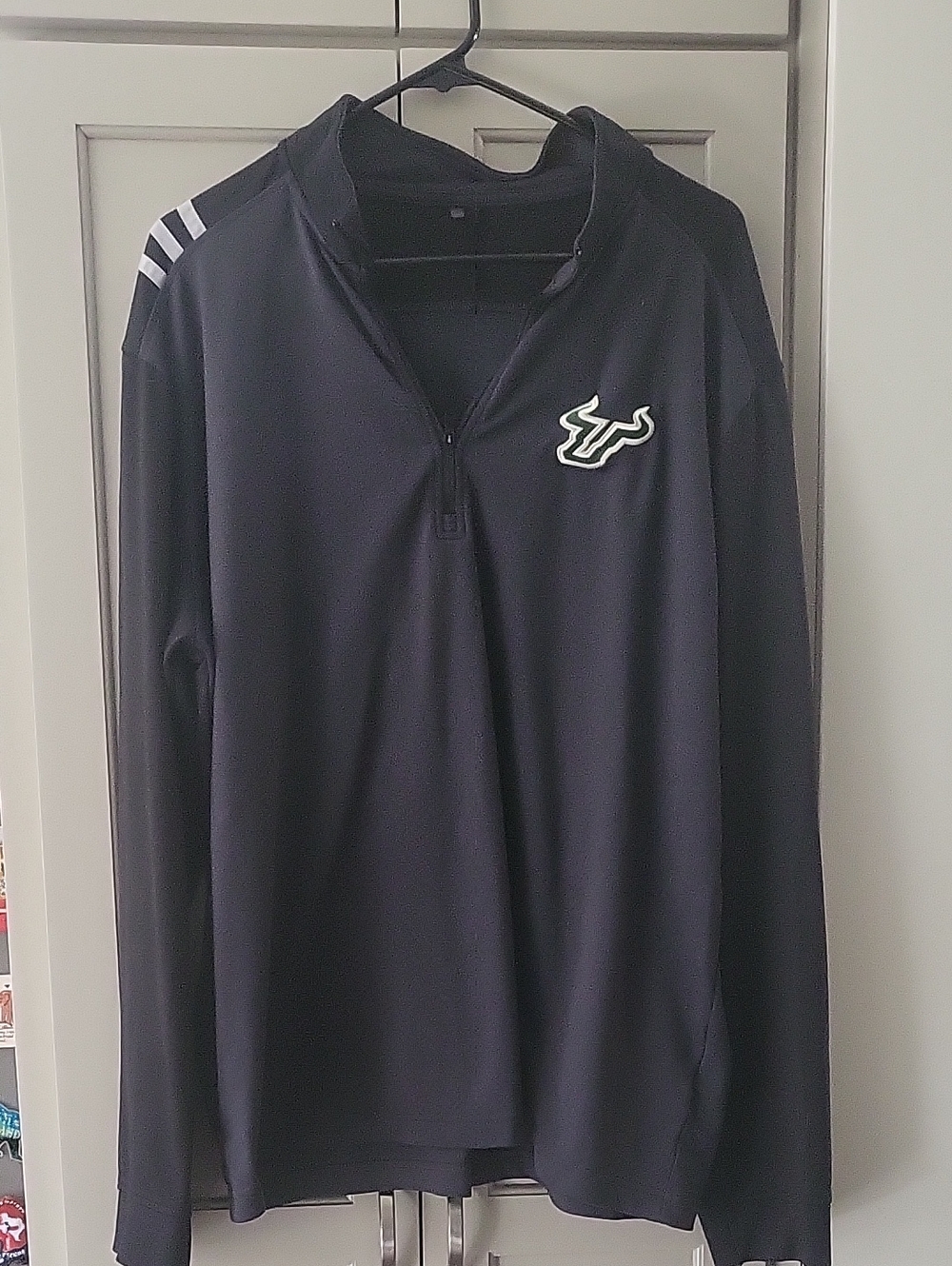 USF Black and Charcoal Gray Quarter-Zip Pullover with Embroidered Logo